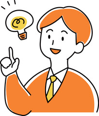 ひらめいた人　スーツの男性のイラスト