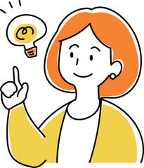 ひらめいた人　オフィスの女性のイラスト