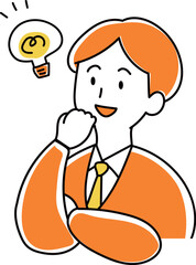 ひらめいた人　スーツの男性のイラスト
