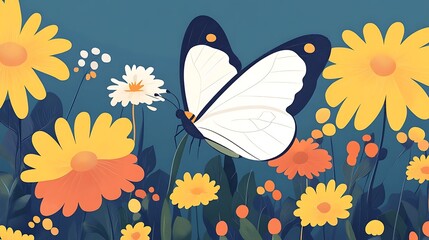 Obraz premium White Butterfly on Wildflowers.
