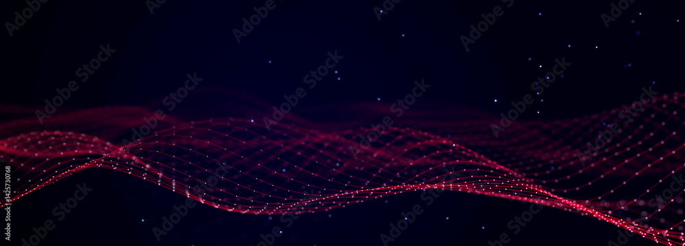 Leinwandbilder Digital technology background. Network connection dots and lines. Futuristic background for presentation design. 3d