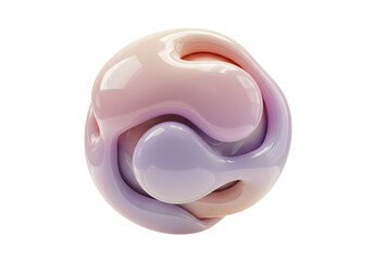 Abstract Pastel Sphere: 3D Render of Swirling Colors on Transparent  background