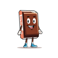 Walking Chocolate Bar cartoon mascot illustration design character vector- Adobe Illustrator Artwork