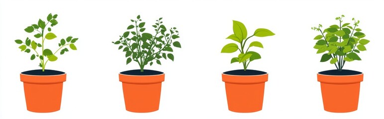 Fototapeta premium Natural home decor and the urban jungle style are completed with decorative green houseplants in pots and planters