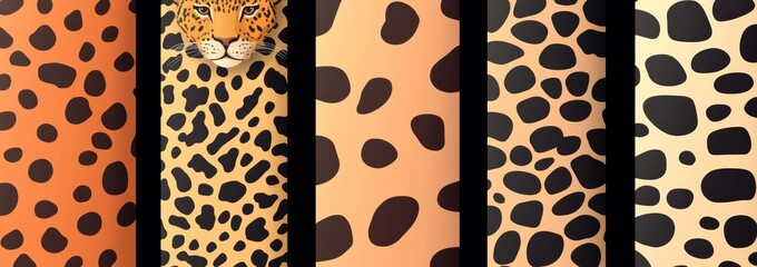 A minimalist and trendy set of modern abstract backgrounds with leopard print, designed to include space for text