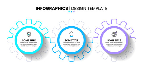 Infographic template. 3 connected gears with icons