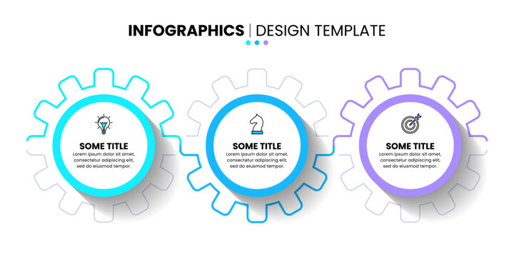 Infographic template. 3 connected gears with icons