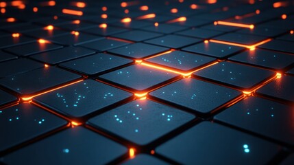 Futuristic grid with glowing energy