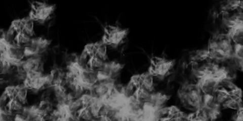 Dark smoky texture background, soft grayscale mist swirls, abstract fog pattern over black, wispy ethereal smoke effect