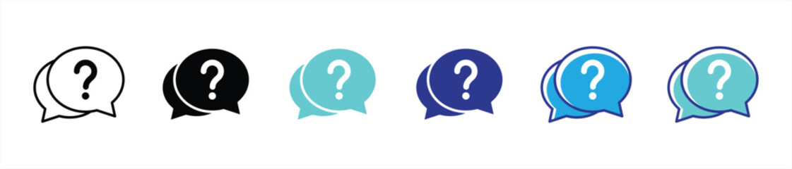 help icon set. question mark, speech bubble, chat, online support thin line and different color style icon for your app and web. icon illustration