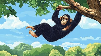 Chimpanzee Hanging Treetop Jungle.