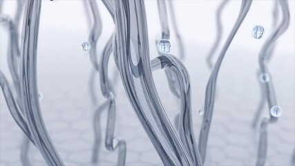 Essence repairs facial wrinkles, supports sunken skin, facial wrinkles disappear, anti-wrinkle and anti-aging, laser beauty treatment, concept skin care beauty. Cosmetic ads, 3D rendering.