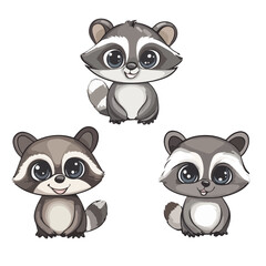 raccoon, animal, vector, transparent background, various