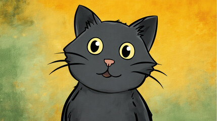 Cartoon Black Cat Face