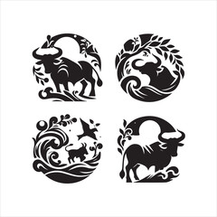 create Ox Silhouette Vector with white background 