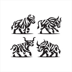 create Ox Silhouette Vector with white background 