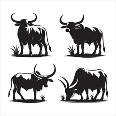 create Ox Silhouette Vector with white background 