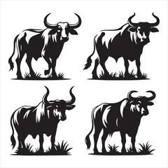create Ox Silhouette Vector with white background 