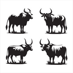 create Ox Silhouette Vector with white background 