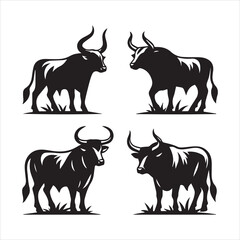 create Ox Silhouette Vector with white background 