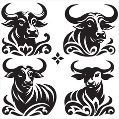 create Ox Silhouette Vector with white background 