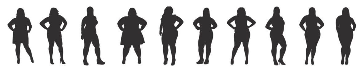 Fat Women Silhouettes Vector