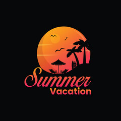 Summer vacation logo design template