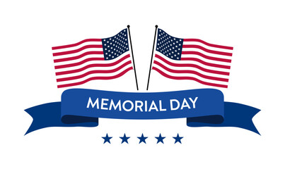 America Waving Cross flag with Badge Banner representing Memorial Day Ribbon Celebrate of United State, USA Independence Patriotism, Democracy Election Vote Event