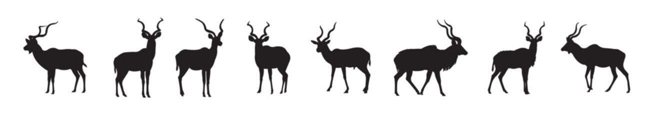 Set of Kudu Silhouettes