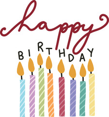 colorful happy birthday card design with candles