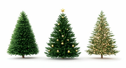 Fototapeta premium Christmas Trees with Gold Ornaments and Lights