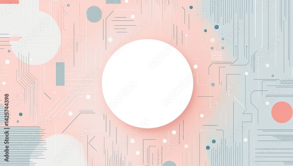 Poster abstract background with circuit board pattern featuring circles and lines.