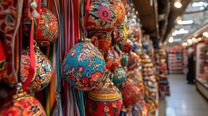 Fototapeta premium Colorful Souvenir Ornaments in a Shopping Aisle
