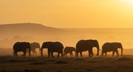 Fototapeta premium Wildlife at Sunset in Savannah