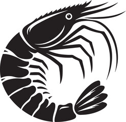 Shrimp silhouette vector, shrimp fish art icon