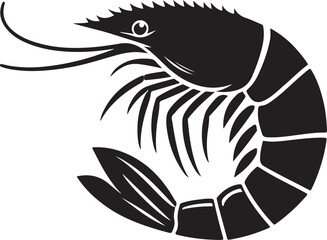 Shrimp silhouette vector, shrimp fish art icon