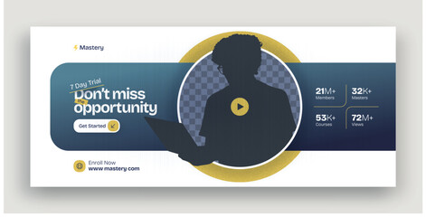 Facebook cover web banner design template for digital training agency online course sale