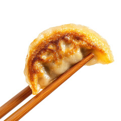Dumpling held by sticks on transparent Background