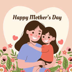 Happy Mother's Day with flowers. Vector illustration