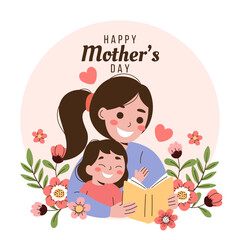 Happy Mother's Day with flowers. Vector illustration