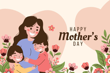 Happy Mother's Day with flowers. Vector illustration