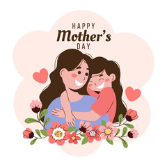 Happy Mother's Day with flowers. Vector illustration