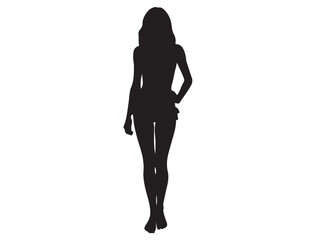 BIKINI GIRL SILHOUETTE WHITE BACKGROUND