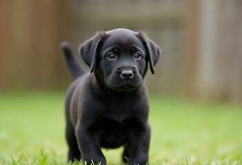 Fototapeta premium black labrador puppy walk