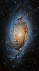 Fototapeta premium Spiral galaxy on the background of the starry sky, outer space. Suitable for background, scientific articles, space theme.