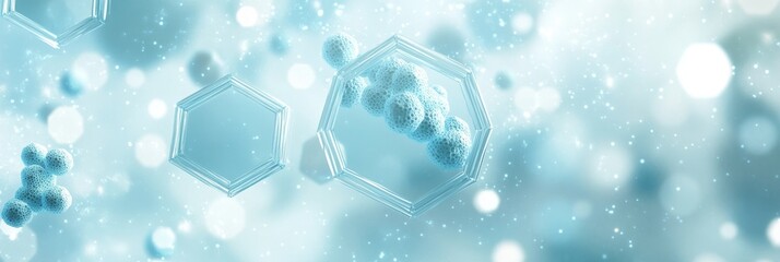 Blue Abstract Technology Background With Glowing Hexagons And Energy Waves In A Futuristic Design