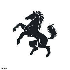 horse stand vector icon silhouette on white background