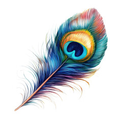 Obraz premium A peacock feather close on transparent Background