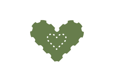 Fototapeta premium Green Double Heart with White Dotted Border