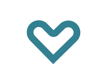 White Heart with Muted Blue Border